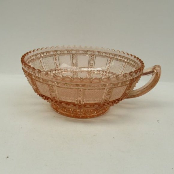 Imperial Depression Glass Pink BEADED BLOCK 5 1/2 Inch One-Handled Bowl - Picture 2 of 5